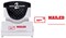 ACCUSTAMP2 Message Stamp, 1-color, Pre-inked, MAILED, 1-5/8" x 1/2" impression size, Red Message and Symbol